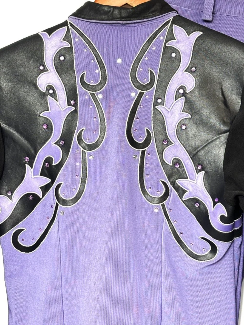 VTG 1849 Authentic Ranch Wear Lavendar & Black Jeweled Showgirl Western Suit Med